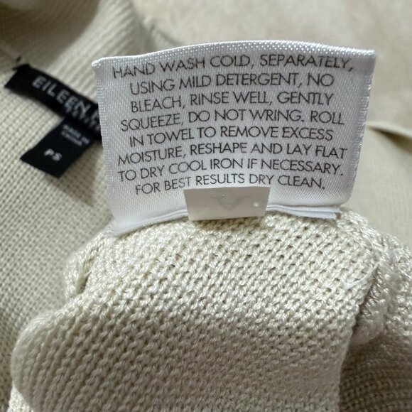 Eileen Fisher Sweater Women's Petite Small Open Front Cardigan Silk Blend Cream - Picture 10 of 10